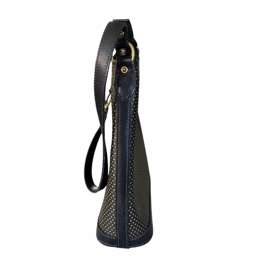 Dooney & Bourke Vintage Cabrio Perforated Polka Dot Leather Hobo Shoulder Bag